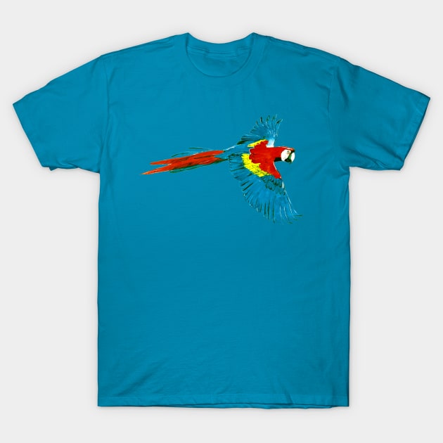 Watercolor Scarlet Macaw 1 T-Shirt by A.E. Kieren Illustration